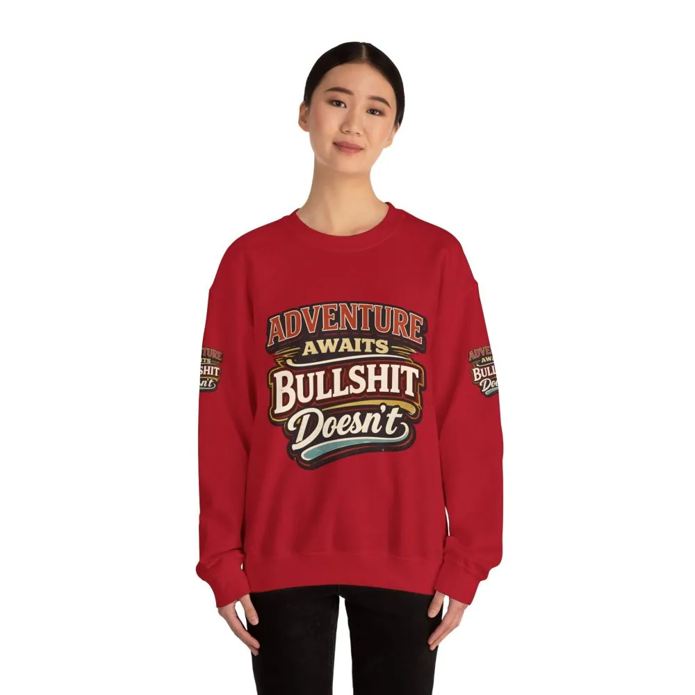Unisex Heavy Blend™ Crewneck Sweatshirt — "Adventure Awaits" Design F**K-Line