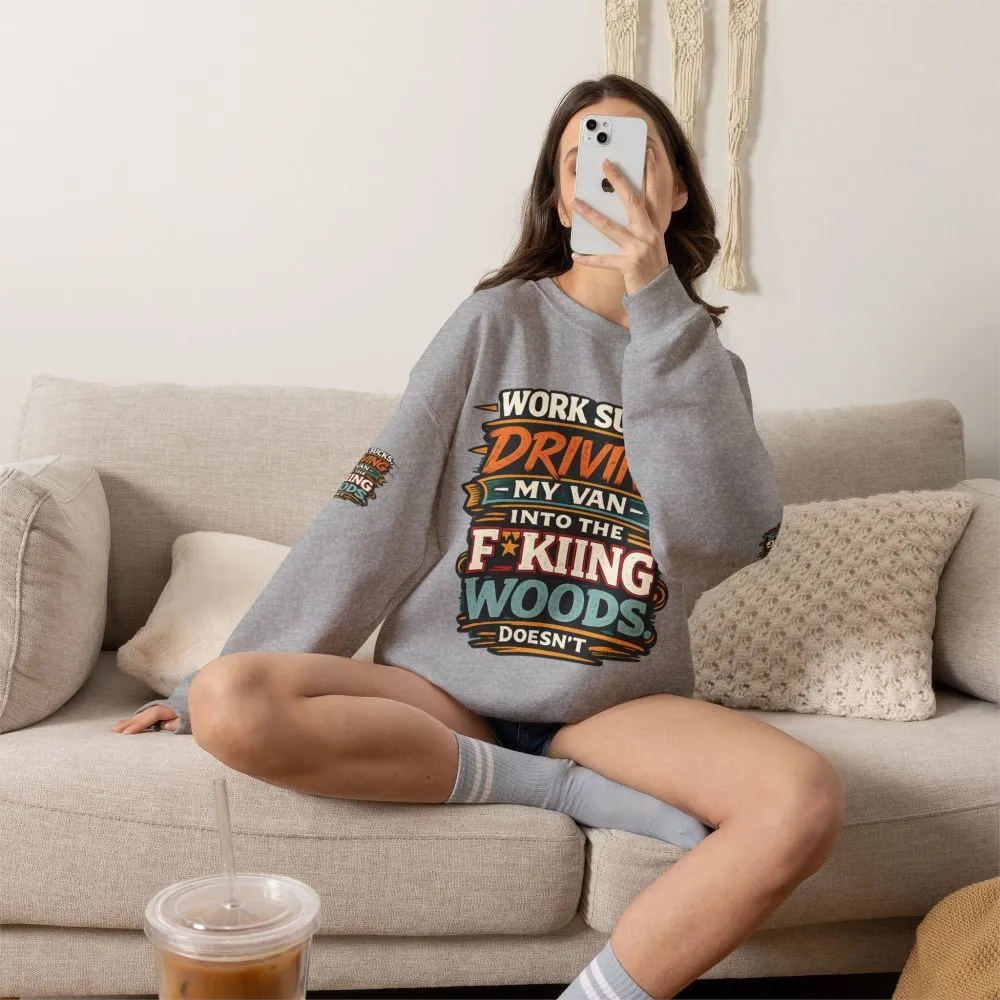 Unisex Heavy Blend™ Crewneck Sweatshirt — "Work Sucks" Design F**K-Line
