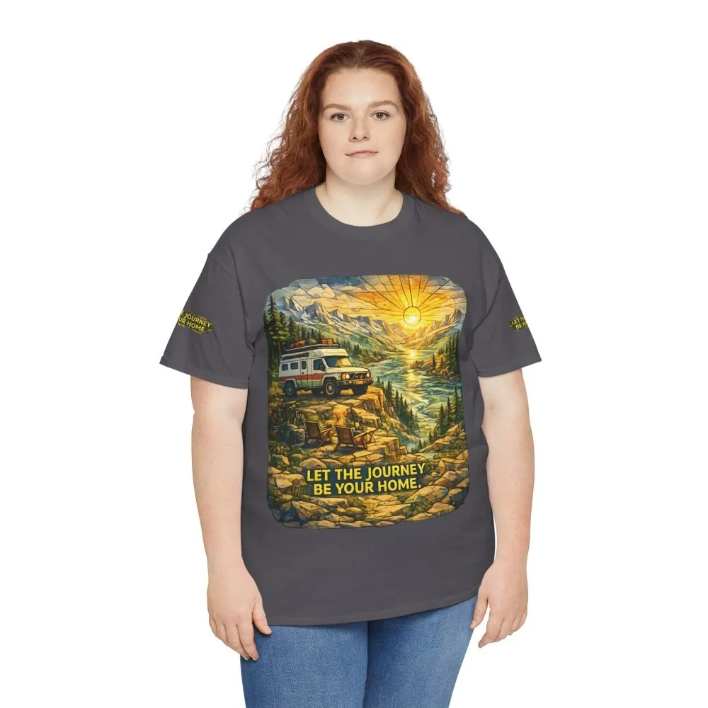 Unisex Heavy Cotton Tee — "Let The Journey Be Your Home" Design Cubic-Line