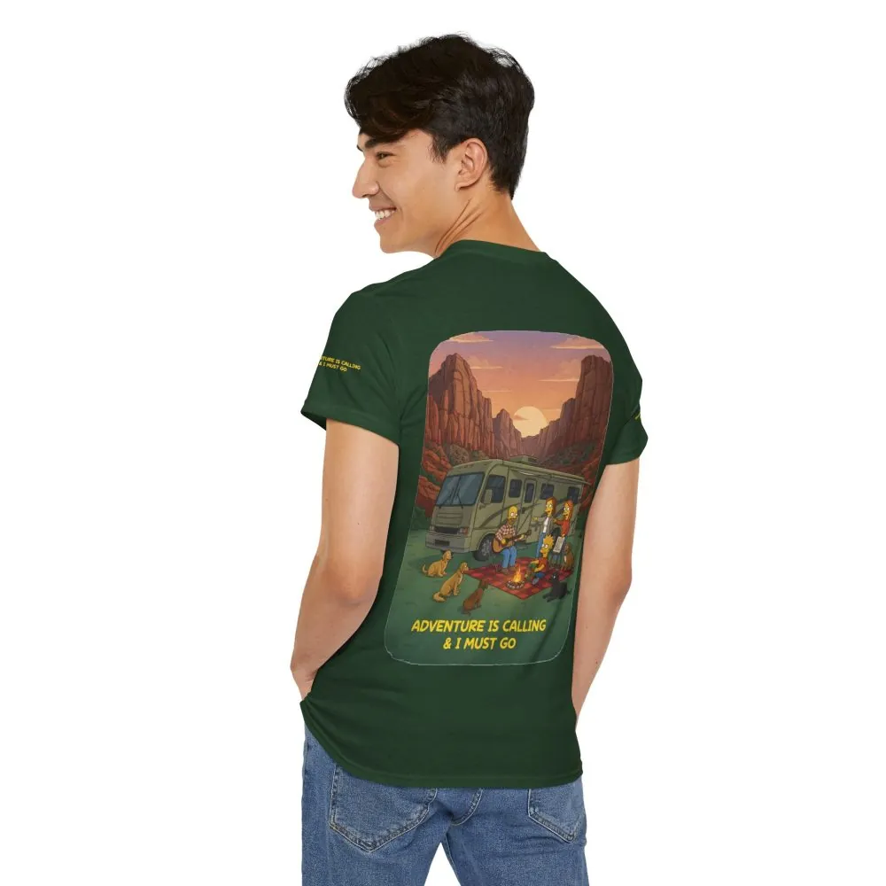 1945243807873033179_2048.jpeg Unisex Heavy Cotton Tee — "Adventure Is Calling-I Must Go" Design Sitcom-Line