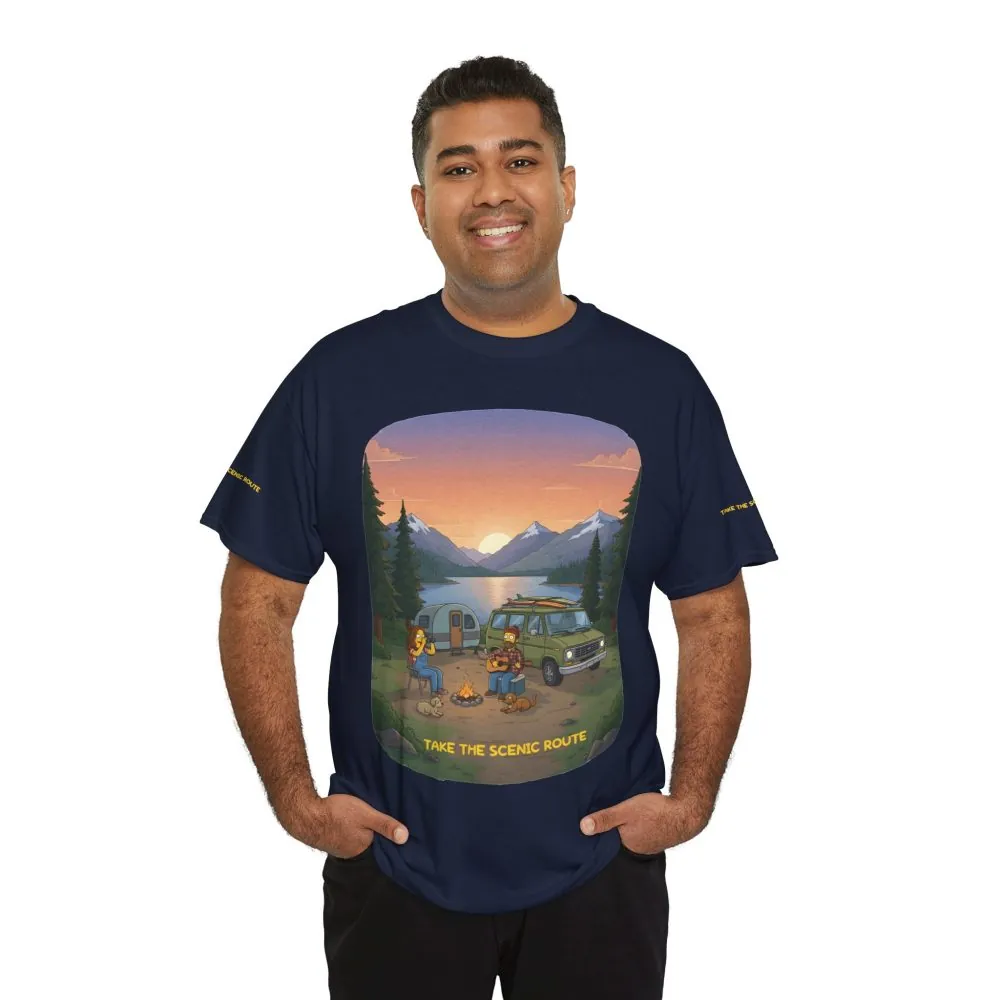 Unisex Heavy Cotton Tee — "Take The Scenic Route" Design Sitcom-Line