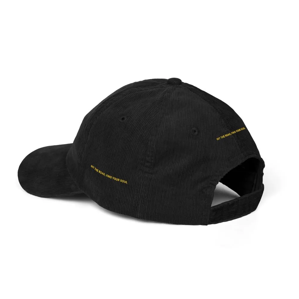 Vintage Corduroy Cap (Embroidery) — "Hit The Road Find Your Soul" Embroidered Hat
