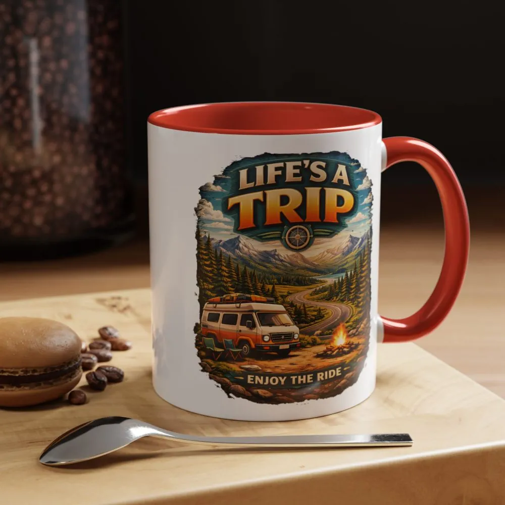 Accent Coffee Mug (11, 15oz) — "Life s A Trip" Design Scenic-Line