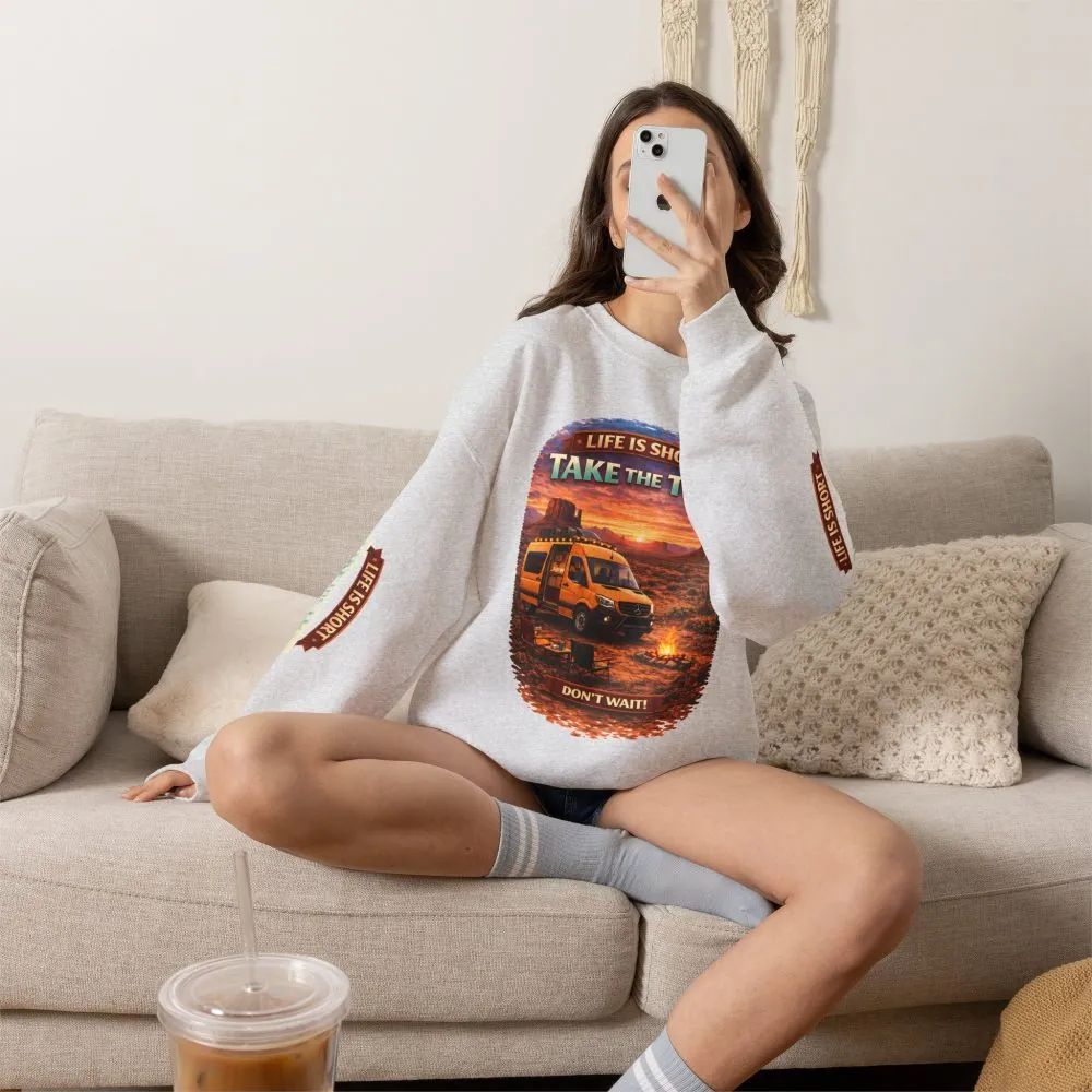 Unisex Heavy Blend™ Crewneck Sweatshirt — "Life Is To Short-Take The Trip" Design Scenic-Line