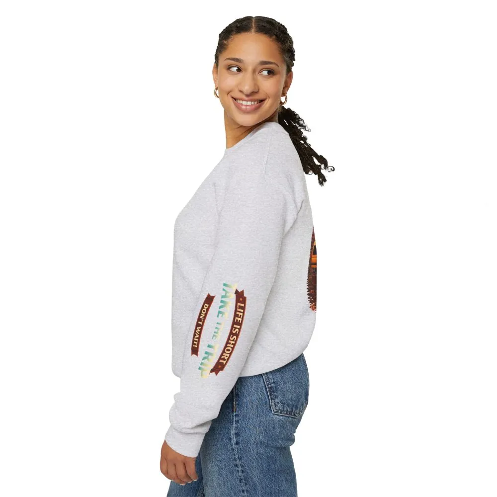 Unisex Heavy Blend™ Crewneck Sweatshirt — "Life Is To Short-Take The Trip" Design Scenic-Line