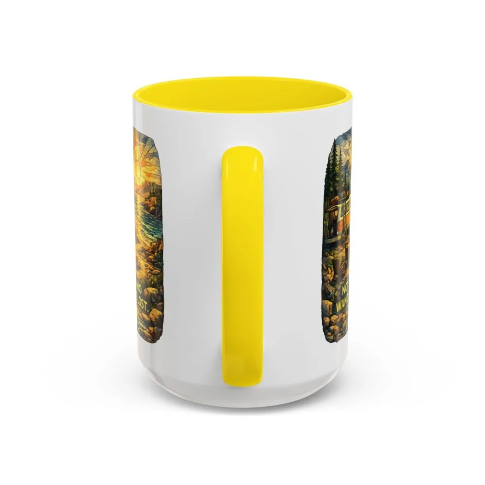 Accent Coffee Mug (11, 15oz) — "Not All Who Wander Are Lost" Design Cubic-Line