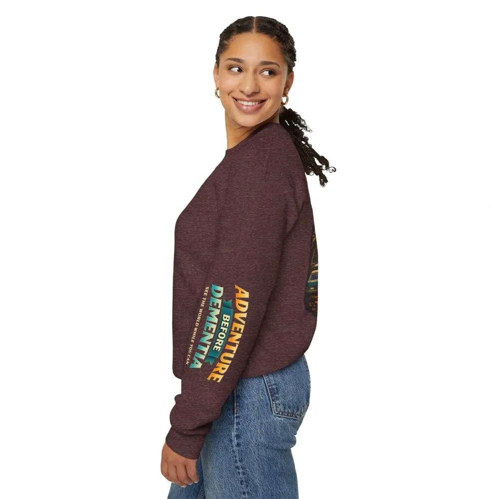 Unisex Heavy Blend™ Crewneck Sweatshirt — "Adventure Before Dementia" Design Scenic-Line