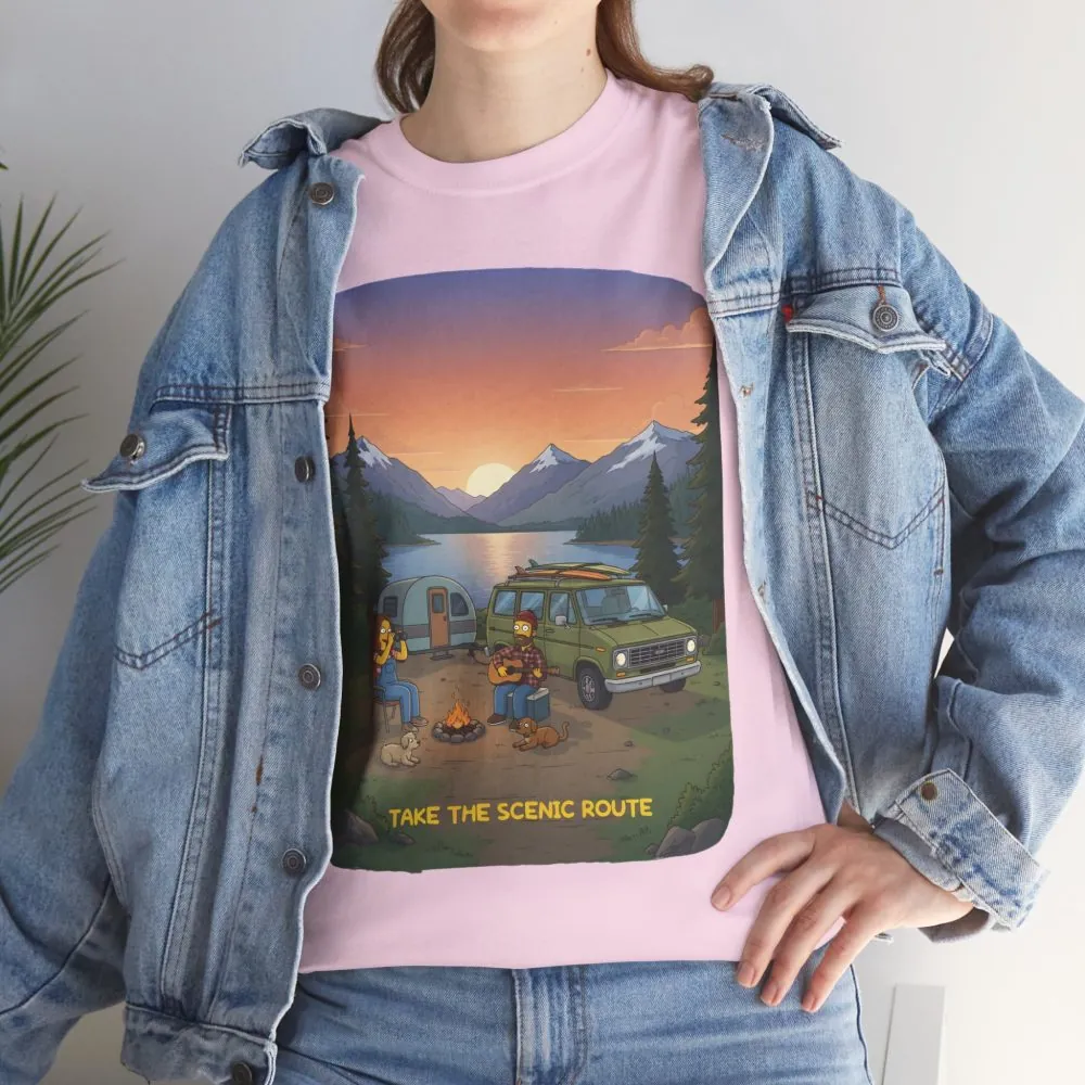 Unisex Heavy Cotton Tee — "Take The Scenic Route" Design Sitcom-Line
