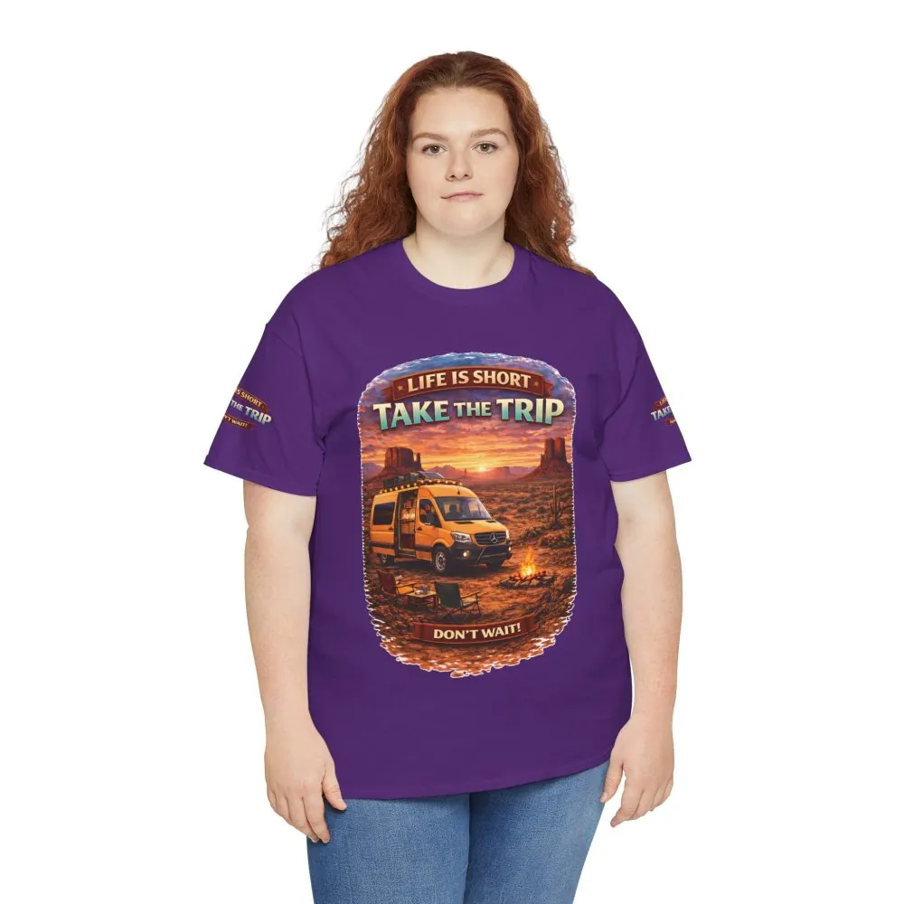 Unisex Heavy Cotton Tee — "Life Is To Short-Take The Trip" Design Scenic-Line