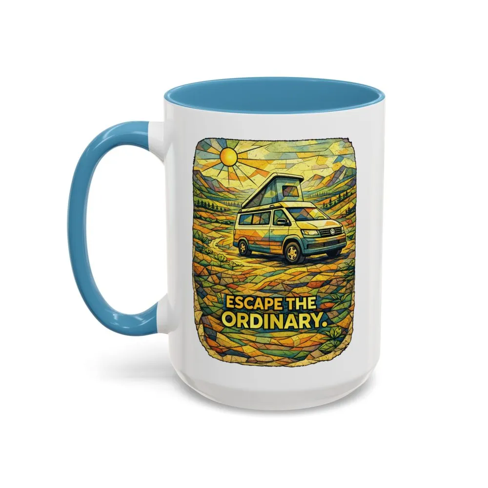 Accent Coffee Mug (11, 15oz) — "Escape The Ordinary" Design Cubic-Line
