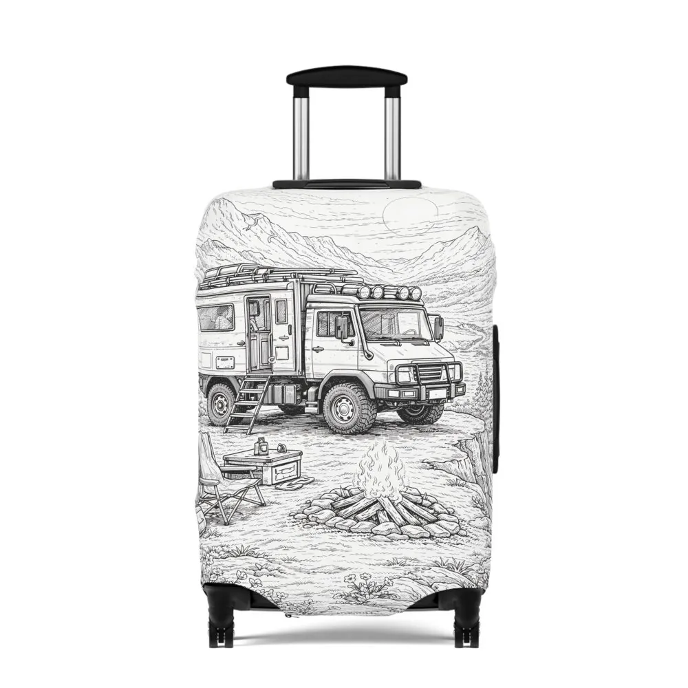 2003419234502591168_2048.jpeg Luggage Cover — Adventure Camper Sketch Travel Suitcase