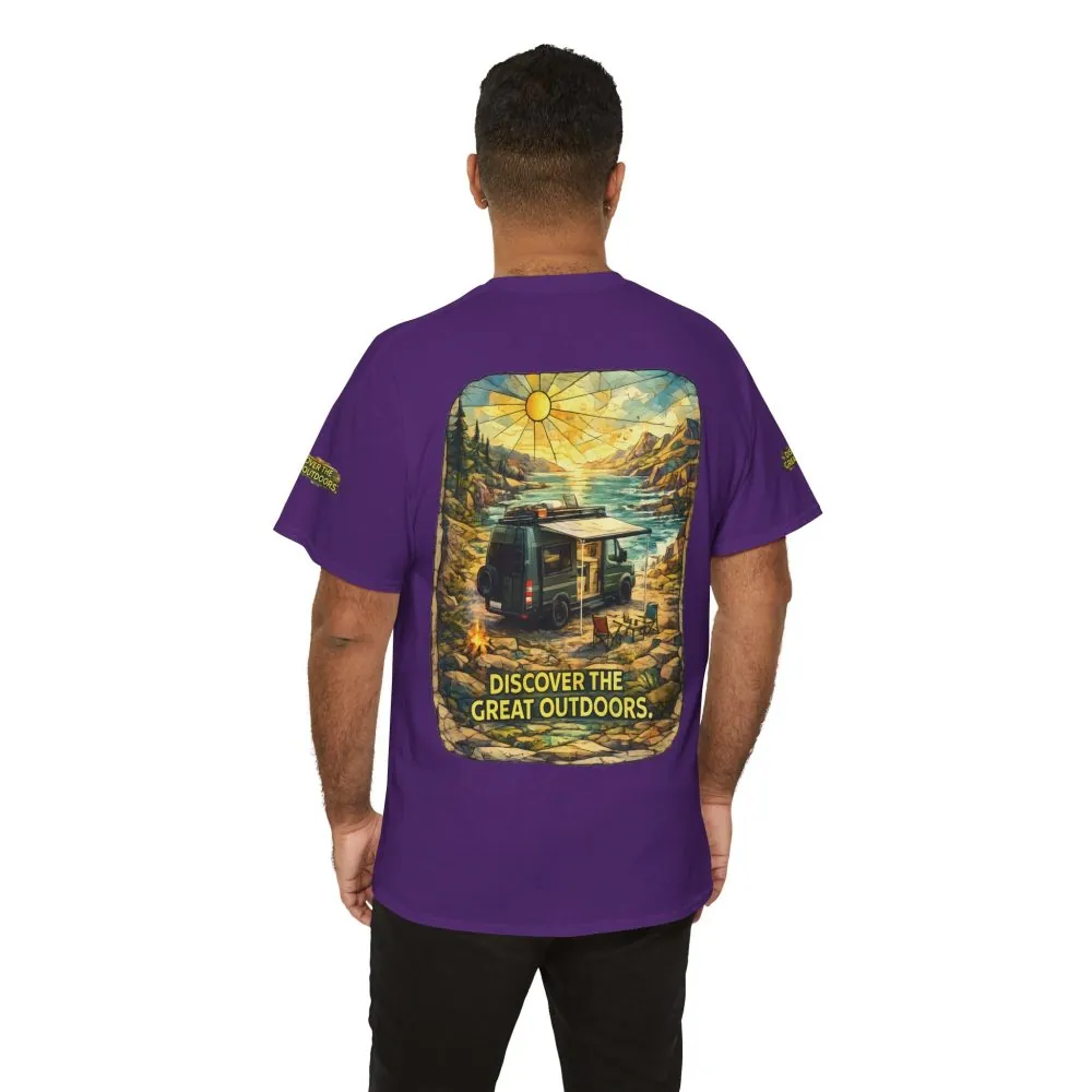 Unisex Heavy Cotton Tee — "Discover The Great Outdoors" Design Cubic-Line