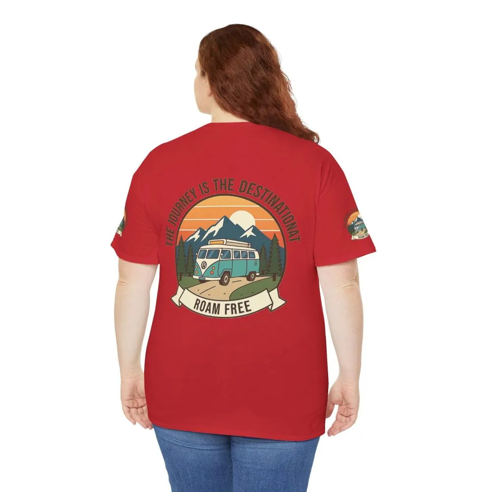 2004391232560855130_2048.jpeg Unisex Heavy Cotton Tee — "The Journey Is The Destination" Roam Free Travel Shirt