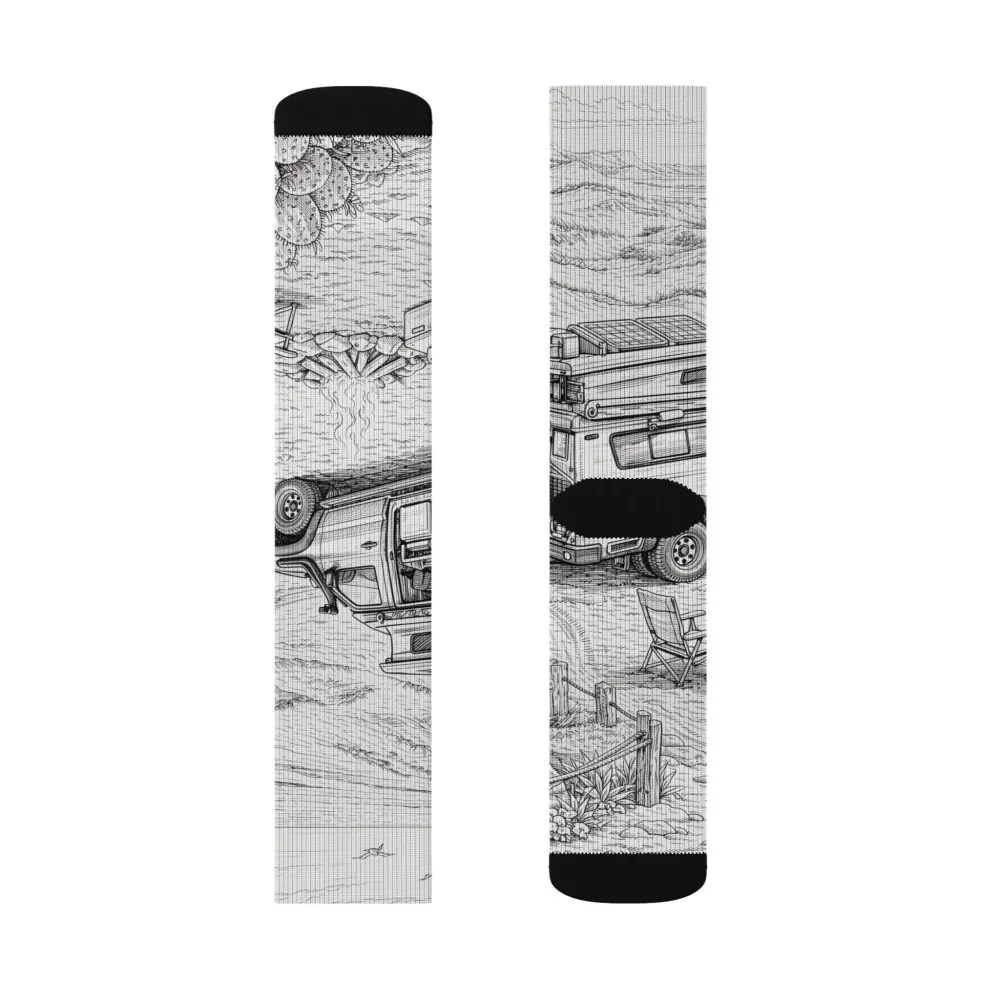 Sublimation Socks — Retro Camper Roadtrip Crew Socks