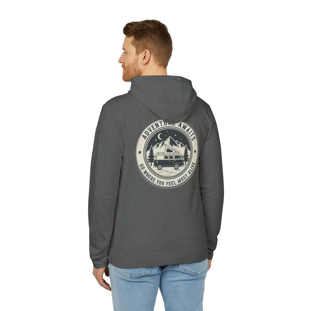 2014703609323867187_2048.jpeg Hoodie(Adidas) — 'Adventure Awaits-Go Where You Feel Most Alive' Outdoor Travel Pullover (Front + Back Printed)