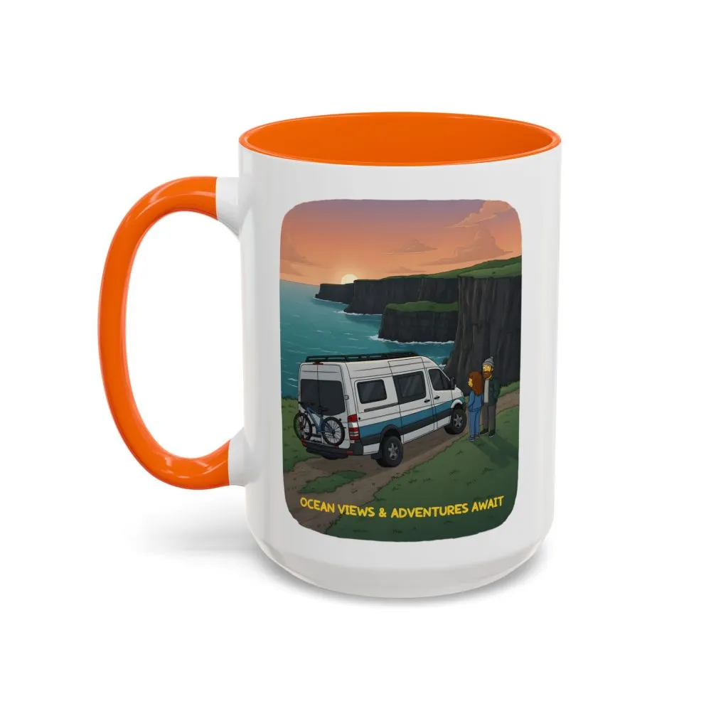 Accent Coffee Mug (11, 15oz) — "Ocean Views-Adventures Awaits" Design Sitcom-Line