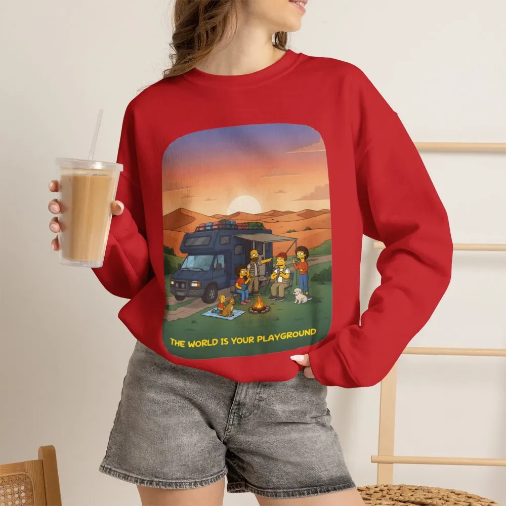 Unisex Heavy Blend™ Crewneck Sweatshirt — "The World Is Your playground" Design Sitcom-Line