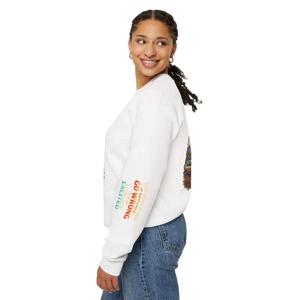 Unisex Heavy Blend™ Crewneck Sweatshirt — "Stop Being Afraid Of What Could Go Wrong" Design Scenic-Line