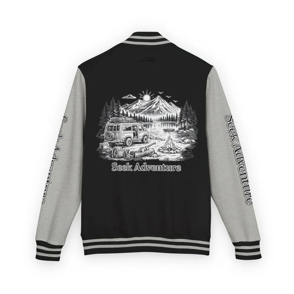 Unisex Heavyweight Letterman Jacket — "Seek Adventure" Travel Varsity Coat