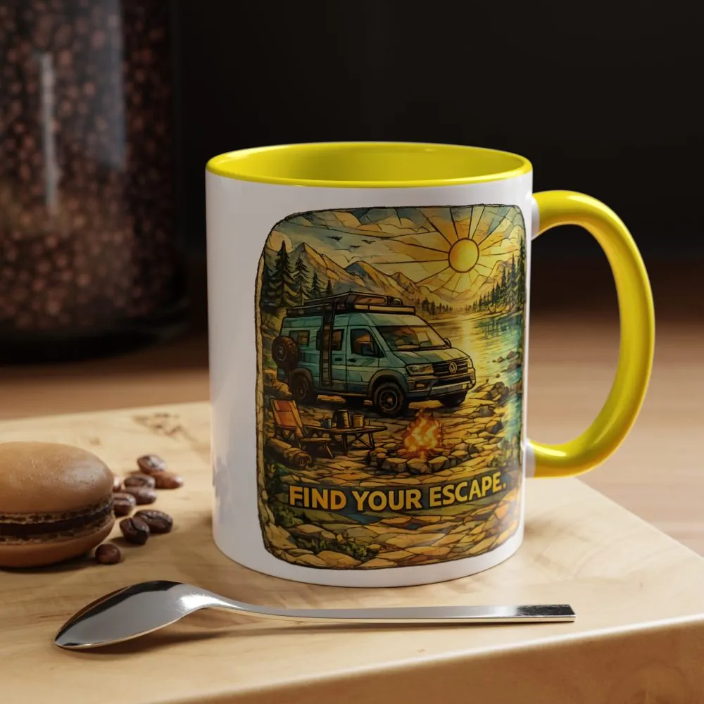 2029965884490437394_2048.jpeg Accent Coffee Mug (11, 15oz) — "Find Your Escape" Design Cubic-Line