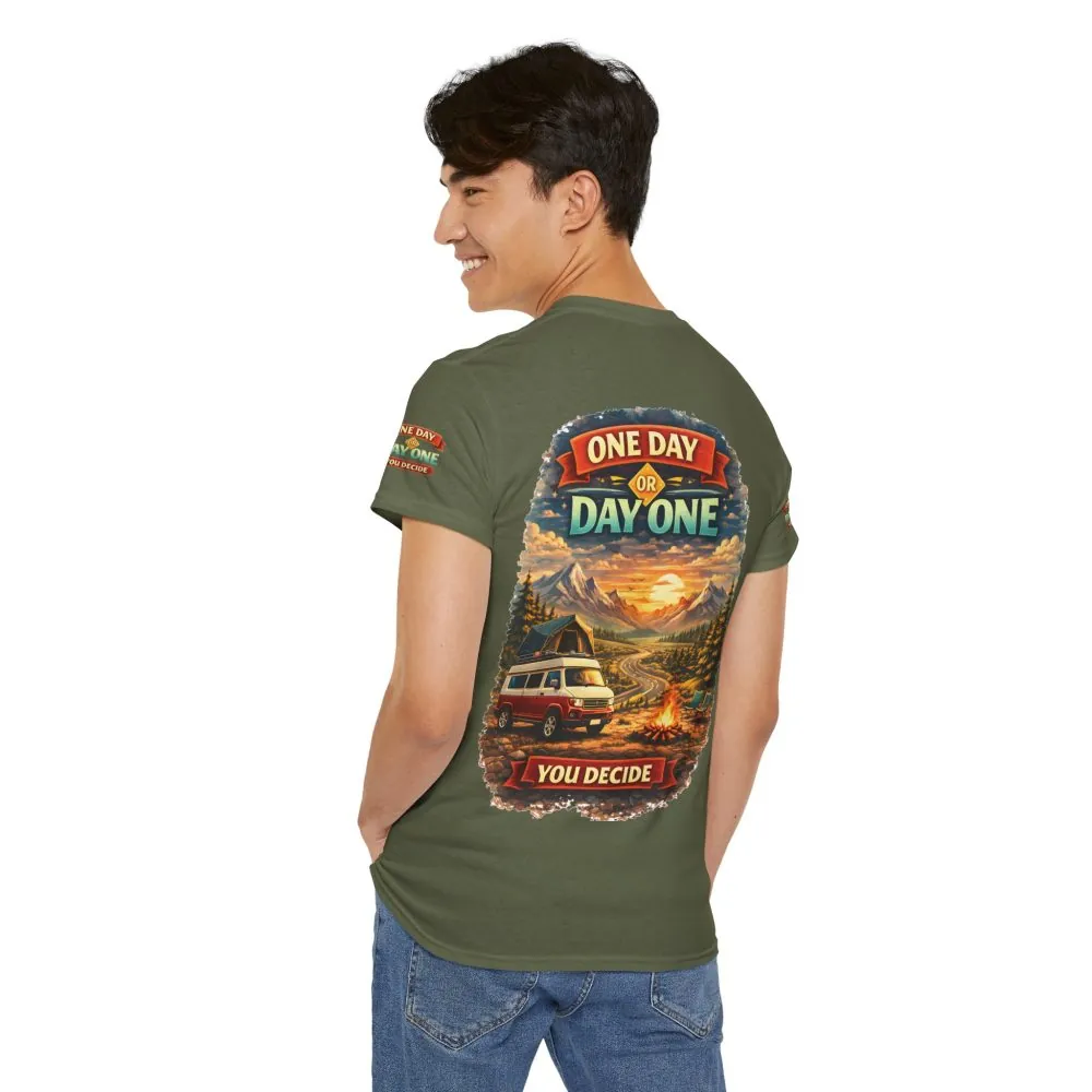 2031656638939397364_2048.jpeg Unisex Heavy Cotton Tee — "One Day Or Day One" Design Scenic-Line