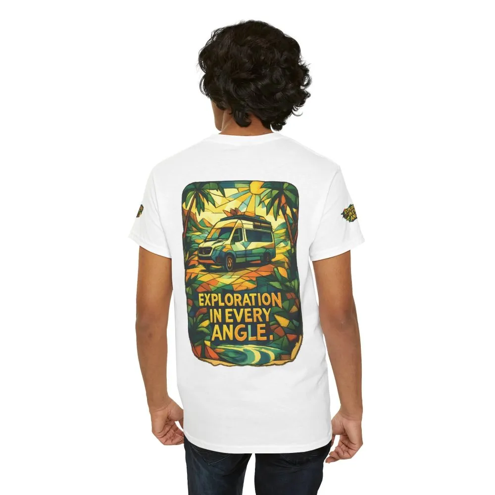 Unisex Heavy Cotton Tee — "Exploration In Every Angle" Design Cubic-Line