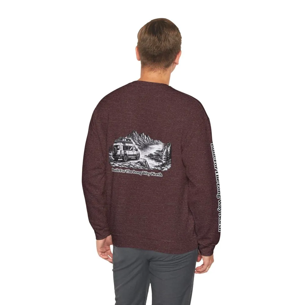 Unisex Heavy Blend™ Crewneck Sweatshirt — "Built For The Long Way North" Design Minimal-Line
