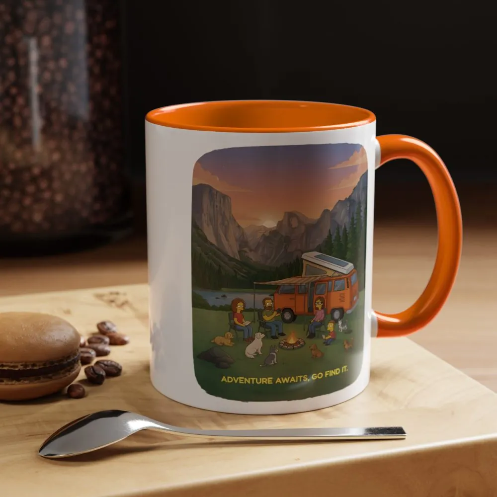 Accent Coffee Mug (11, 15oz) — "Adventure Awaits-Go Find It"" Design Sitcom-Line