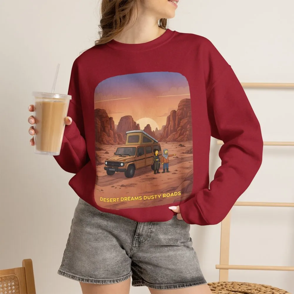 Unisex Heavy Blend™ Crewneck Sweatshirt — "Desert Dreams Dusty Roads" Design Sitcom-Line