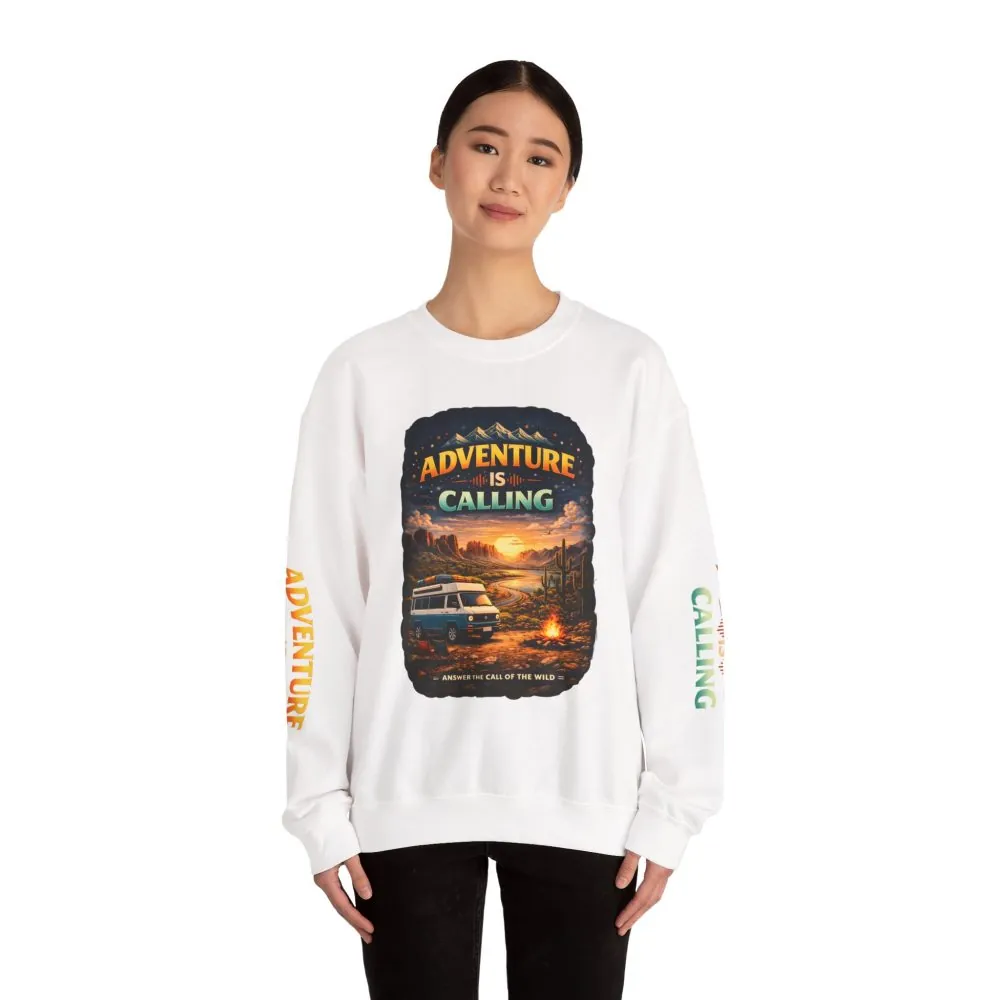 2075859968364860323_2048.jpeg Unisex Heavy Blend™ Crewneck Sweatshirt — "Adventure Is Calling" Design Scenic-Line