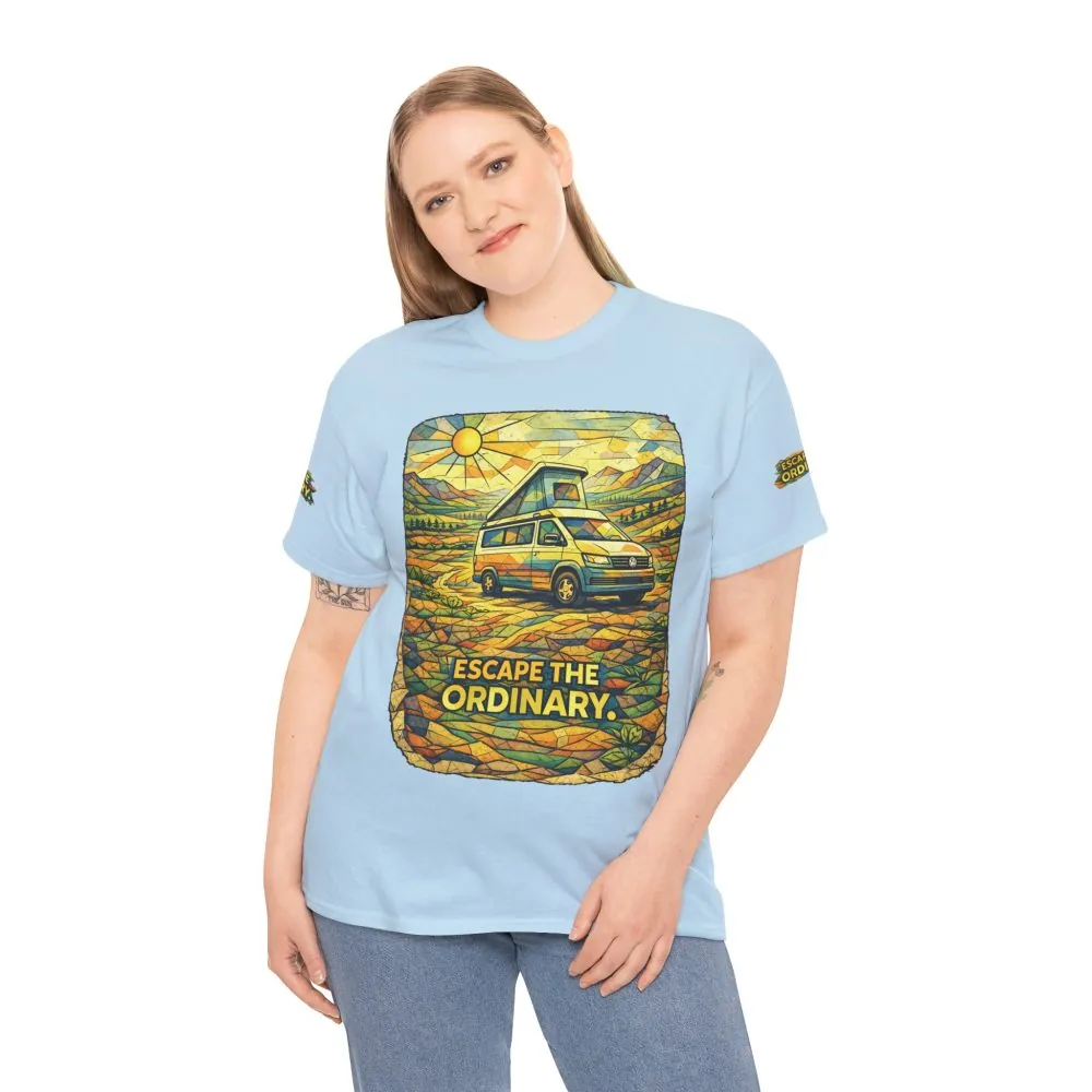 Unisex Heavy Cotton Tee — "Escape The Ordinary" Design Cubic-Line