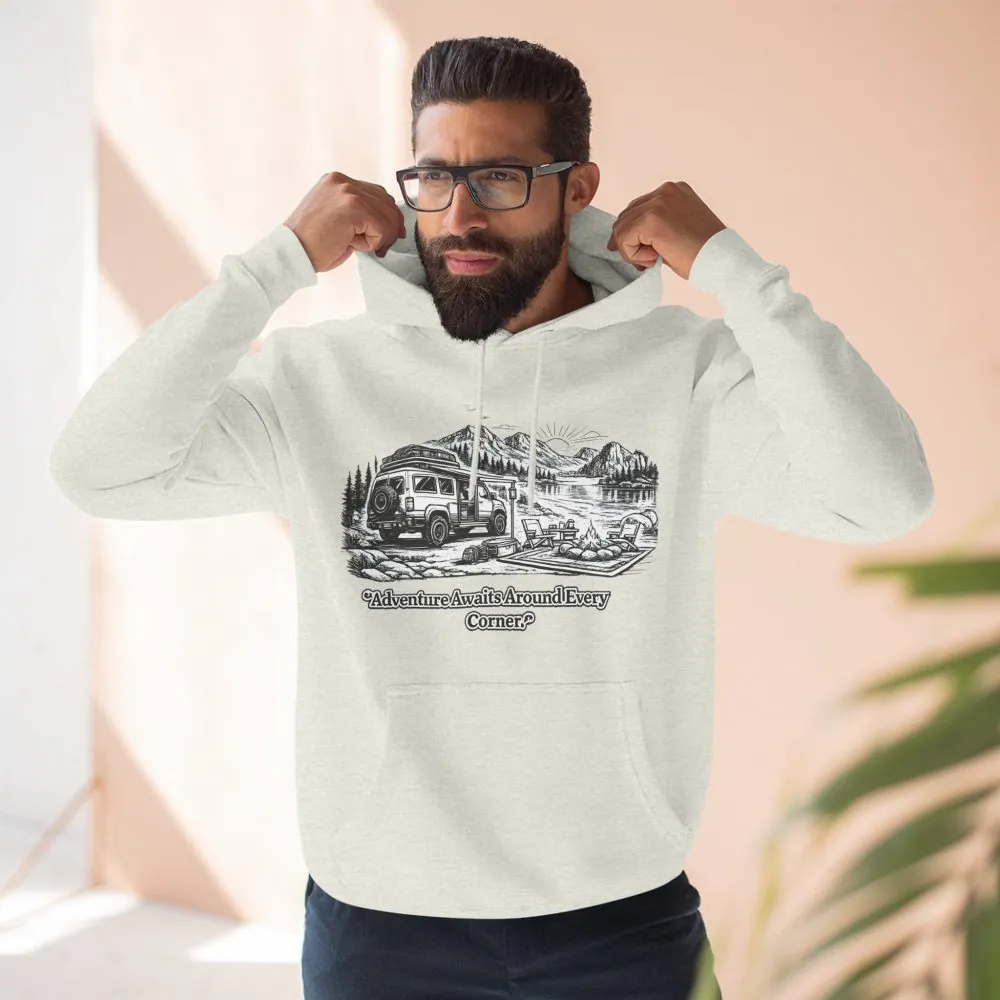 2096194841930101980_2048.jpeg Three-Panel Fleece Hoodie - "Adventure Awaits Around Every Corner" Design Minimal-Line
