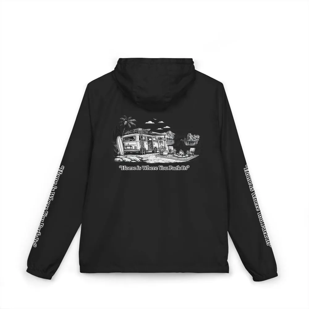 2097915355838986263_2048.jpeg Unisex Full-Zip Windbreaker Jacket — "Home Is Where You Park It" (Design "Minimal-Line")