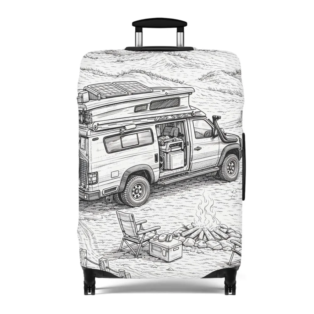 2098163309031996962_2048.jpeg Luggage Cover — Adventure Camper Sketch Travel Suitcase
