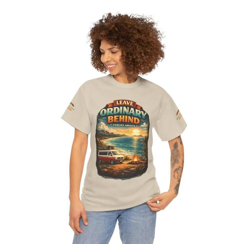 Unisex Heavy Cotton Tee — "Leave Ordinary Behind" Design Scenic-Line