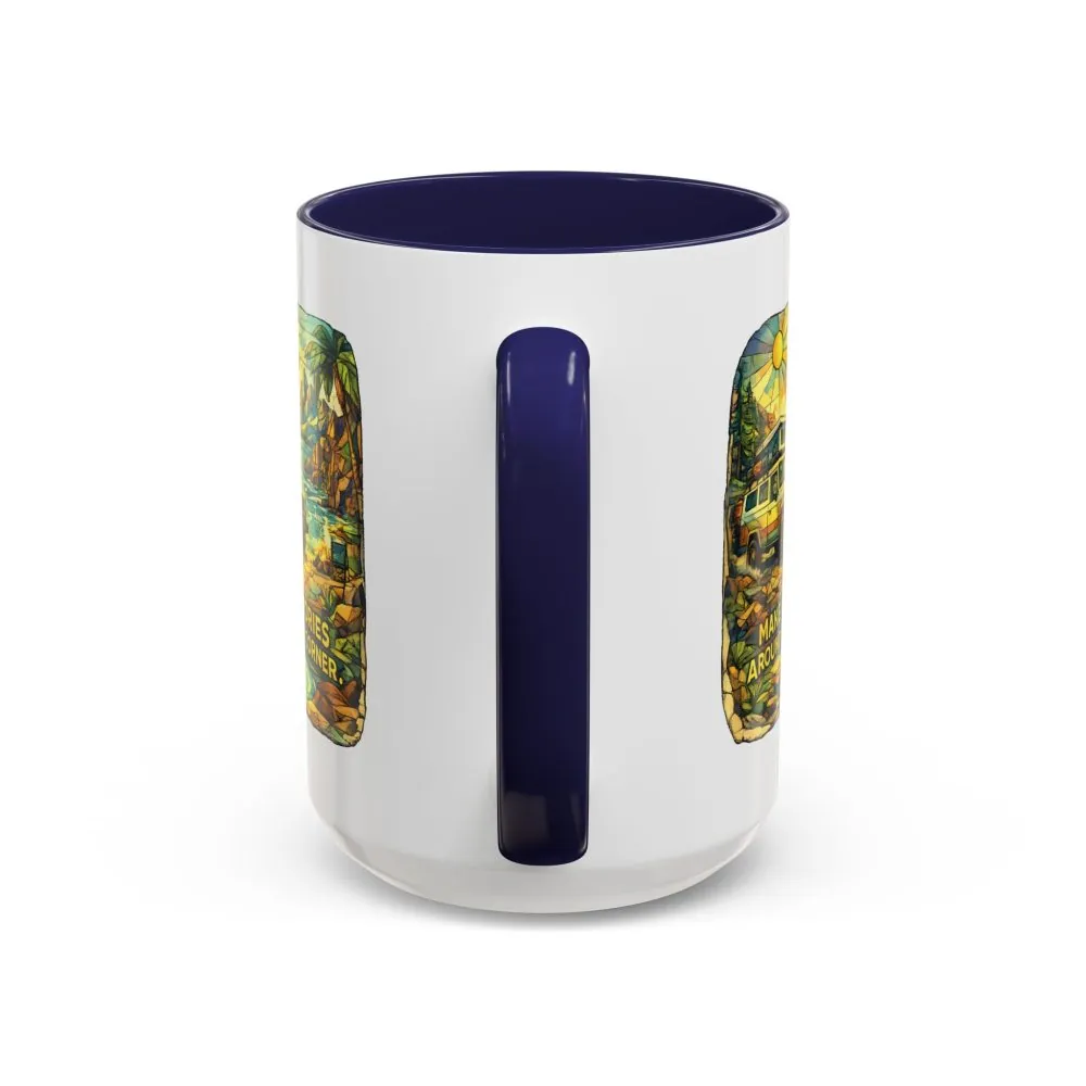 Accent Coffee Mug (11, 15oz) — "Make Memories Around Every Corner" Design Cubic-Line