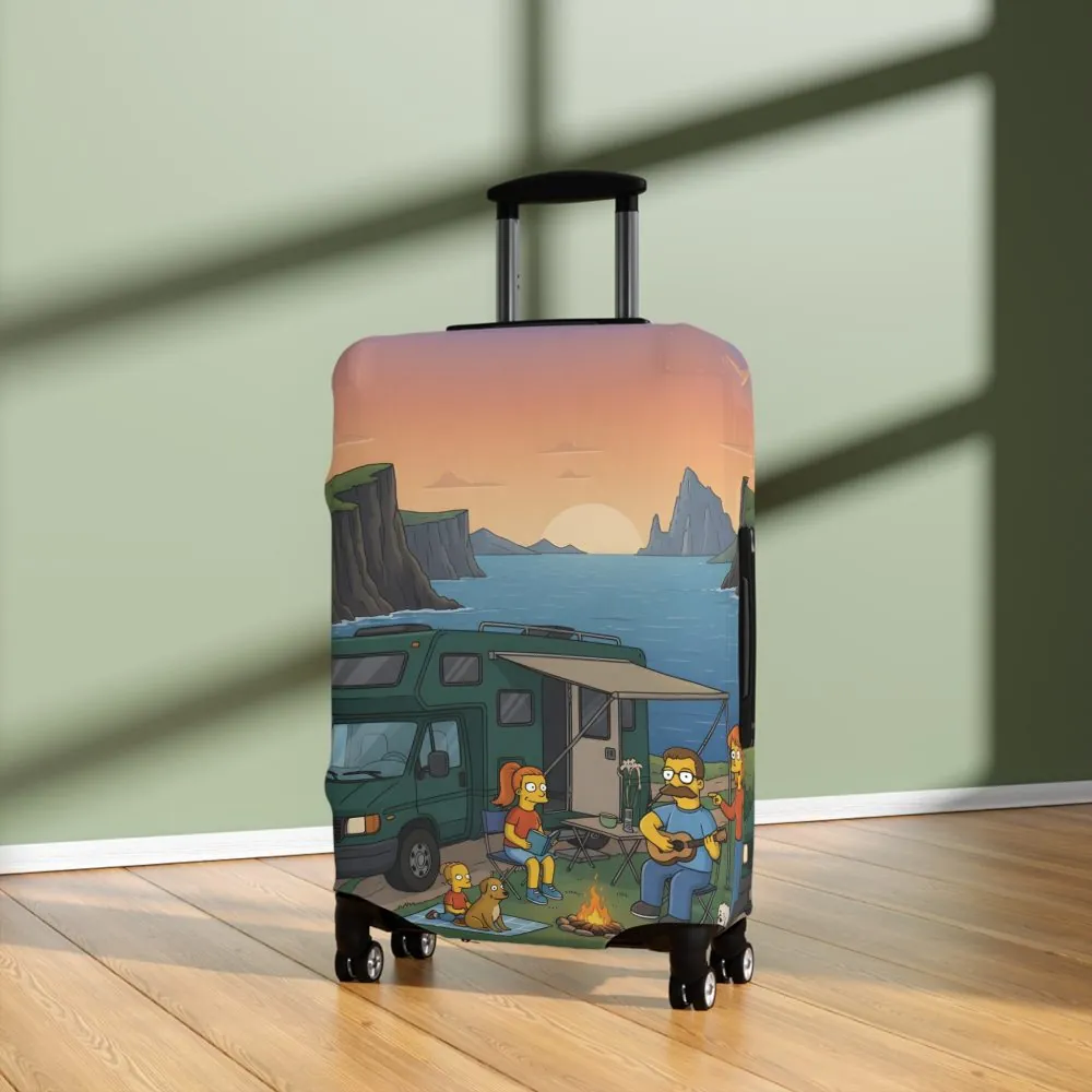 Luggage Cover — Adventure Camper Sketch Travel Suitcase(Design Sitcom-Line)