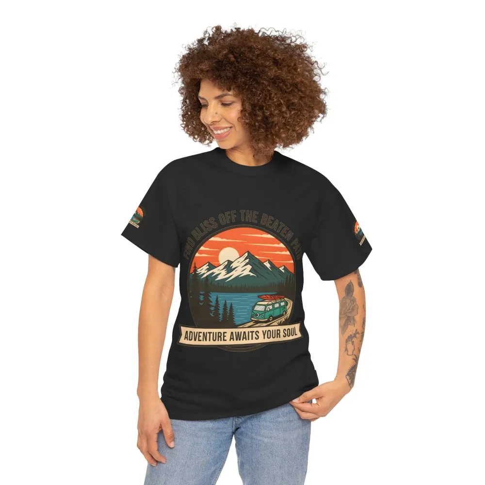 2105477559203229465_2048.jpeg Unisex Heavy Cotton Tee — "Find Bliss Off the Beaten Path" Mountain & Camper T‑Shirt