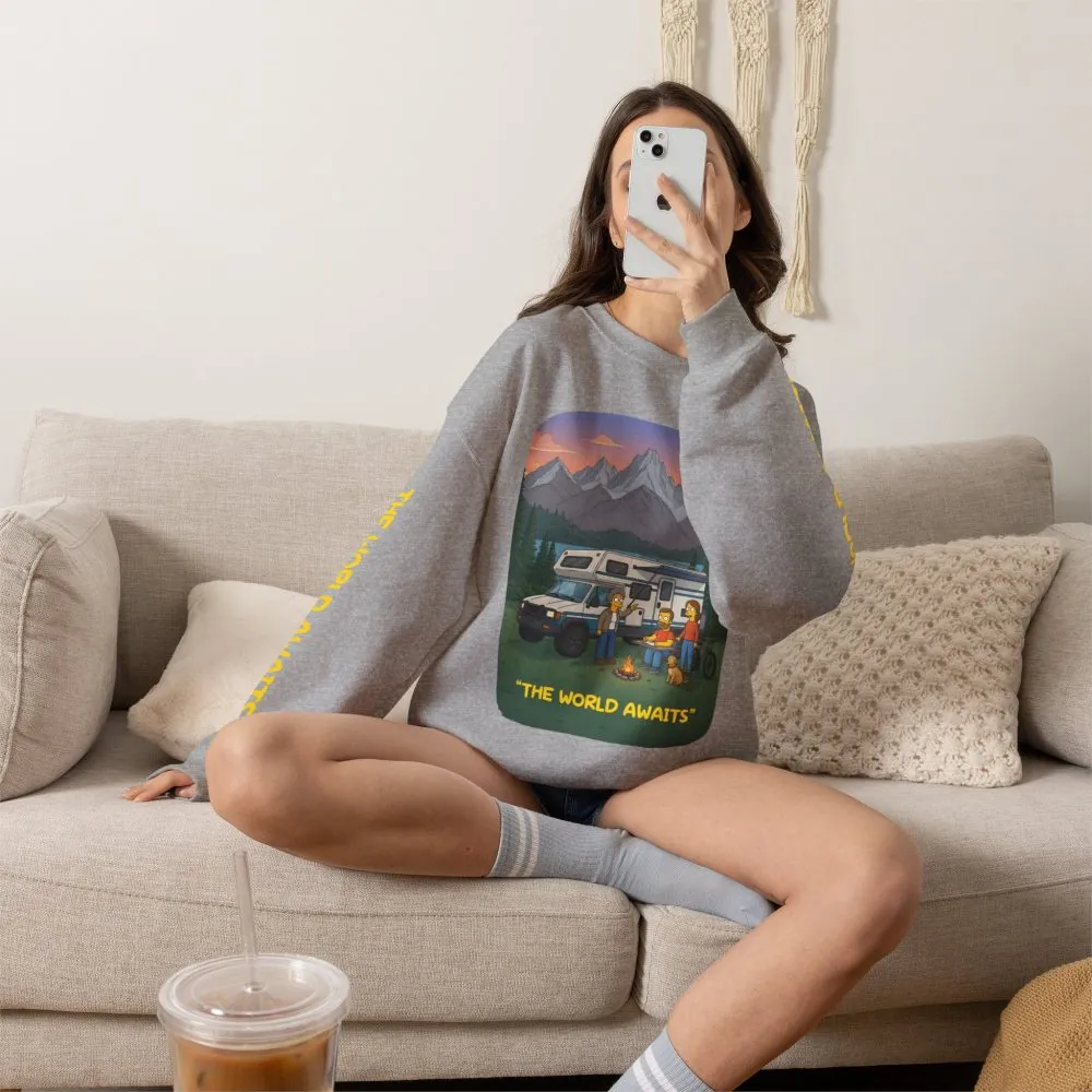 2115839323029874207_2048.jpeg Unisex Heavy Blend™ Crewneck Sweatshirt — "The World Awaits" Design Sitcom-Line