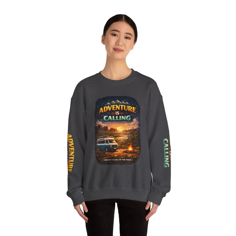 2117262130396045582_2048.jpeg Unisex Heavy Blend™ Crewneck Sweatshirt — "Adventure Is Calling" Design Scenic-Line