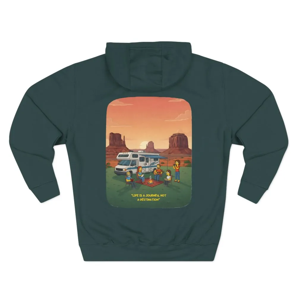 Three-Panel Fleece Hoodie - "Life Is A Journey-Not A Destination" Design Sitcom-Line
