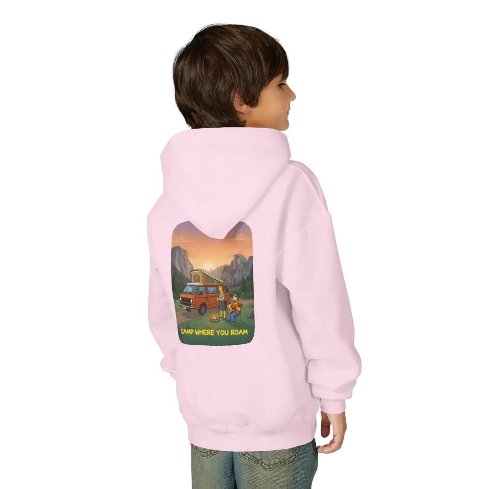 Youth Hoodie(Gildan) – "Camp Where You Roam" (Design Sitcom-Line)
