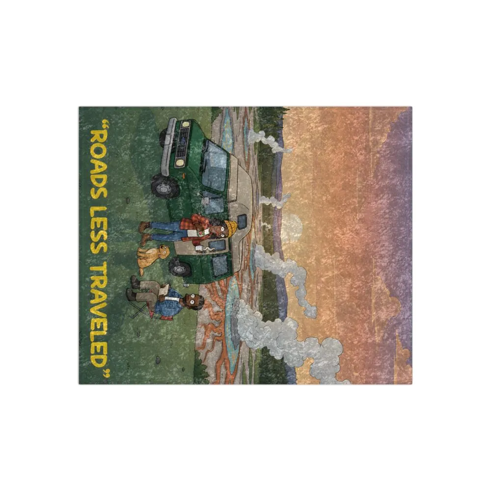 Crushed Velvet Blanket —"Roads Less Traveled" Design Sitcom-Line (Campervan)
