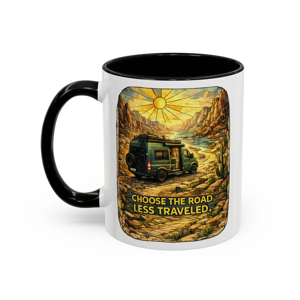 2133779678756611152_2048.jpeg Accent Coffee Mug (11, 15oz) — "Choose The Road Less Traveled" Design Cubic-Line