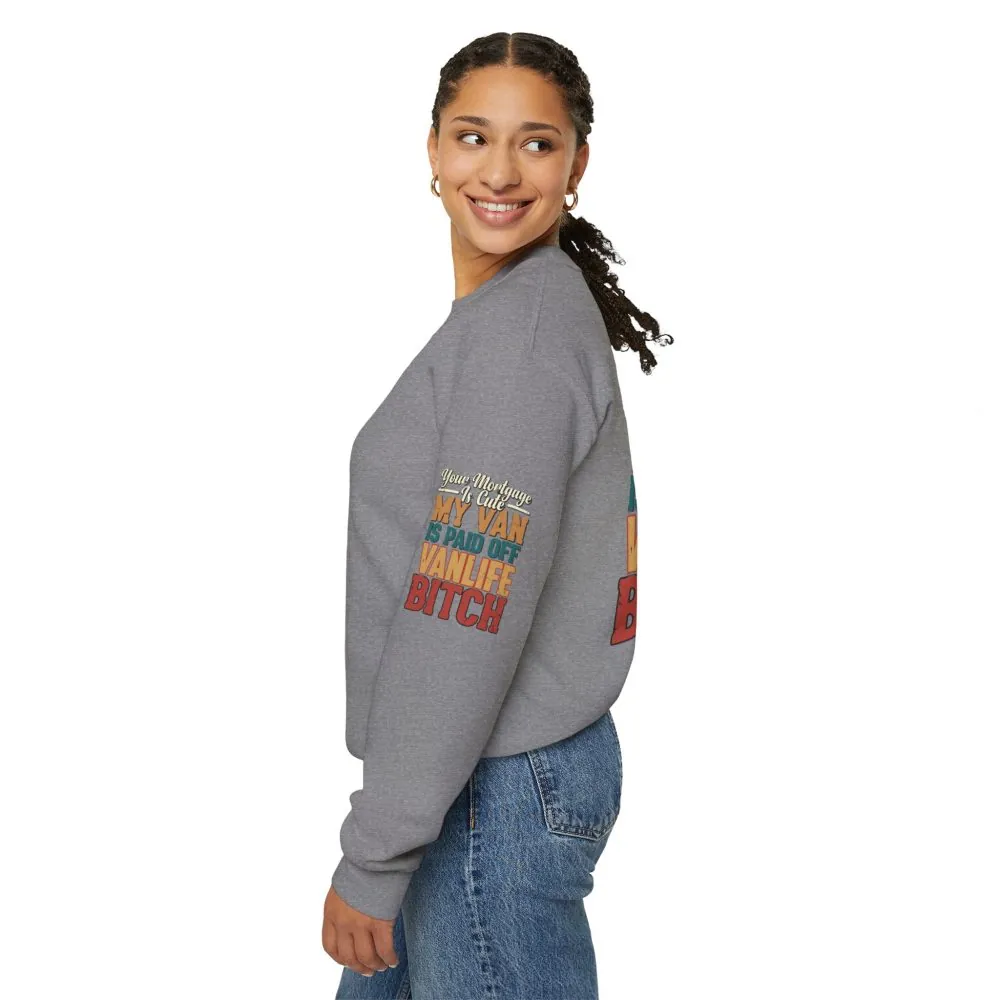 Unisex Heavy Blend™ Crewneck Sweatshirt — "Your Mortgage Is Cute" Design F**K-Line