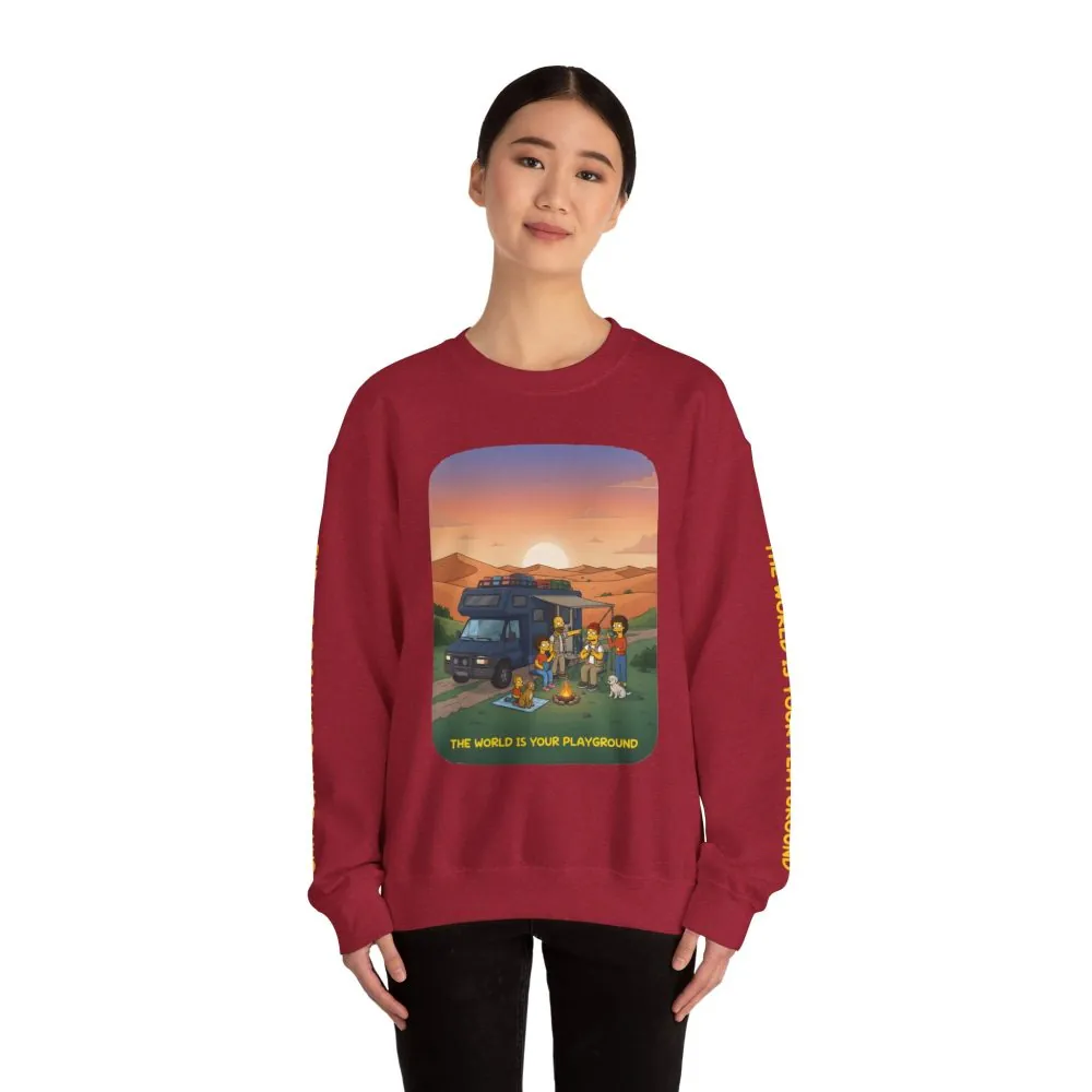 Unisex Heavy Blend™ Crewneck Sweatshirt — "The World Is Your playground" Design Sitcom-Line