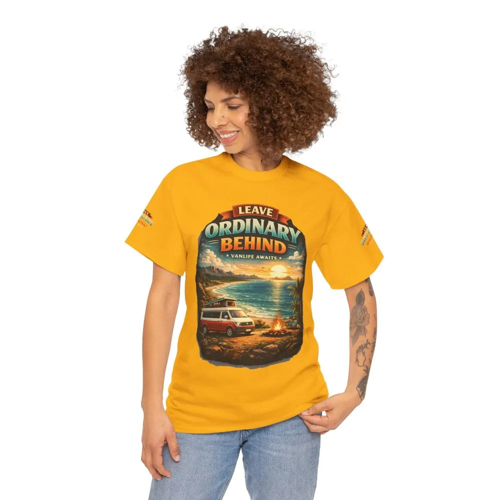 Unisex Heavy Cotton Tee — "Leave Ordinary Behind" Design Scenic-Line