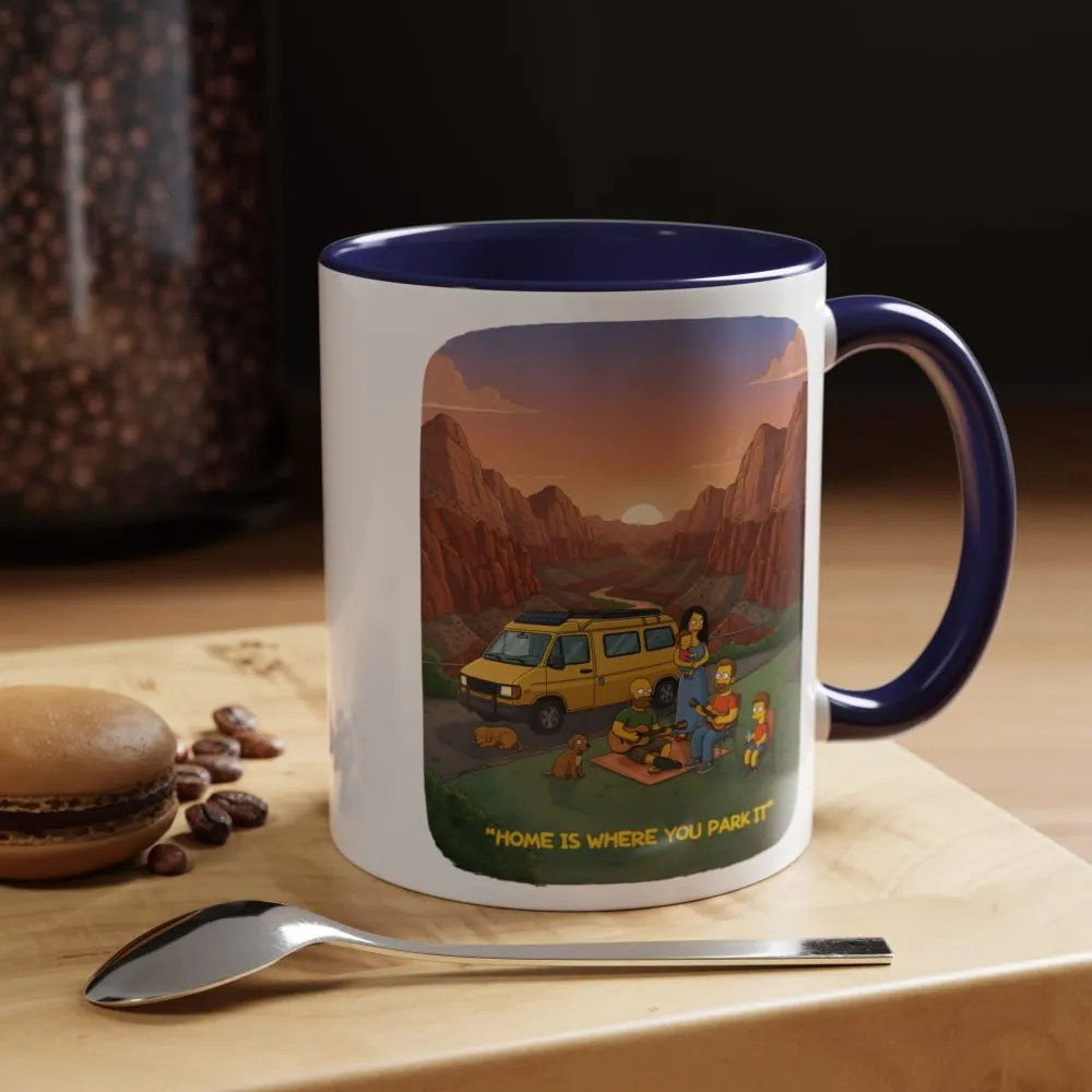 Accent Coffee Mug (11, 15oz) — "Home Is Where You Park It" Design Sitcom-Line