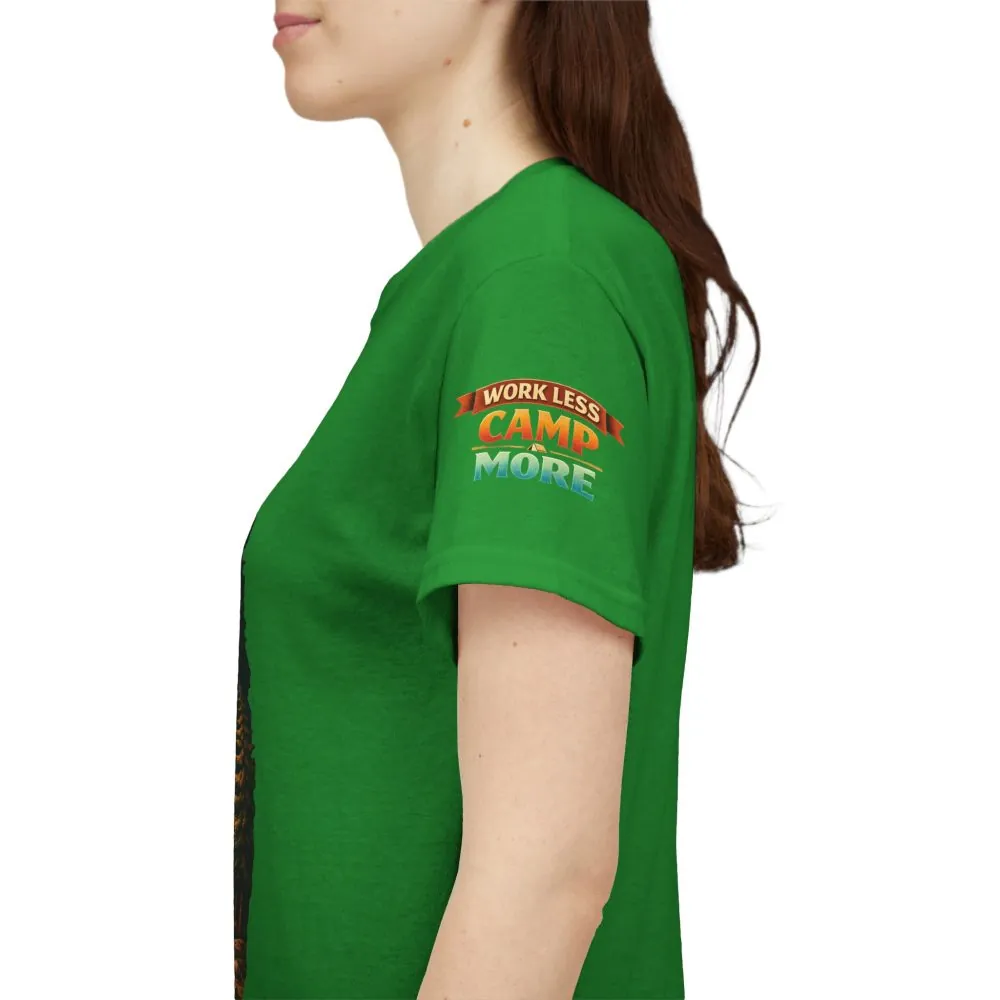 Unisex Heavy Cotton Tee — "Work Less Camp More" Design Scenic-Line