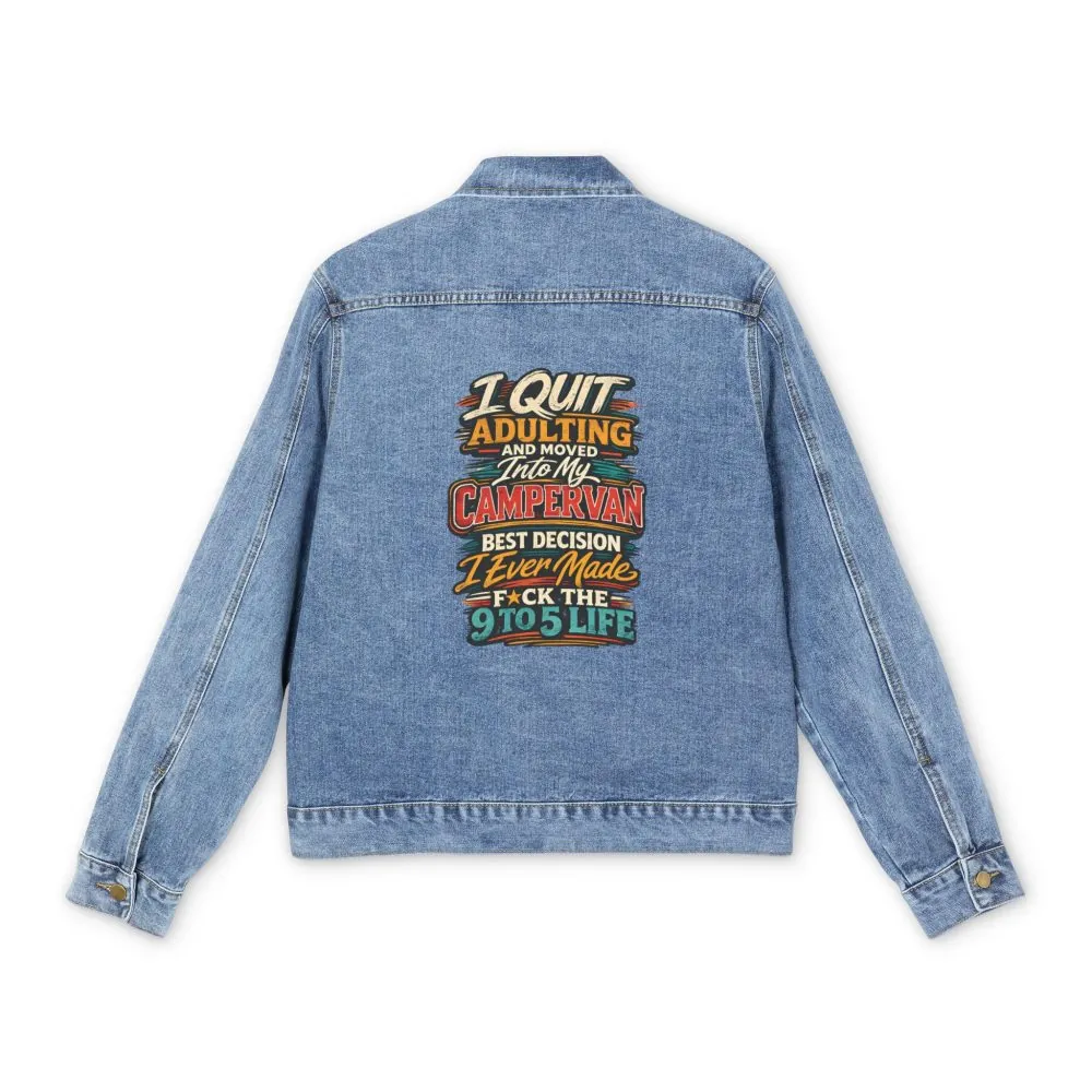 Men's Denim Jacket — "I Quit Adulting" Design F**K-Line